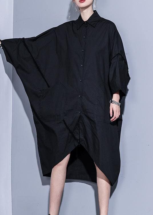 DIY black quilting clothes lapel asymmetric Maxi spring Dresses AT-LTP201228