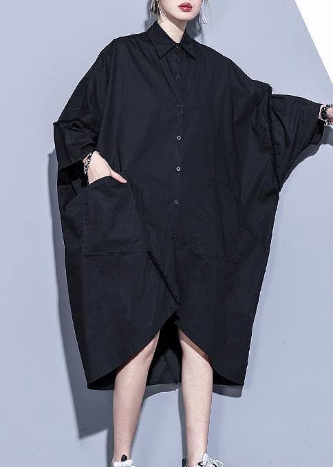 DIY black quilting clothes lapel asymmetric Maxi spring Dresses AT-LTP201228