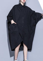 DIY black quilting clothes lapel asymmetric Maxi spring Dresses AT-LTP201228
