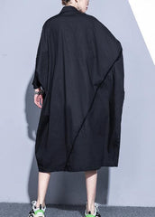 DIY black quilting clothes lapel asymmetric Maxi spring Dresses AT-LTP201228