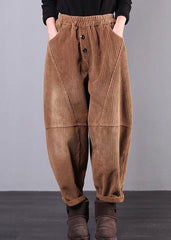 DIY fall women pants women's chocolate Photography Corduroy pockets trousers LPTS191205