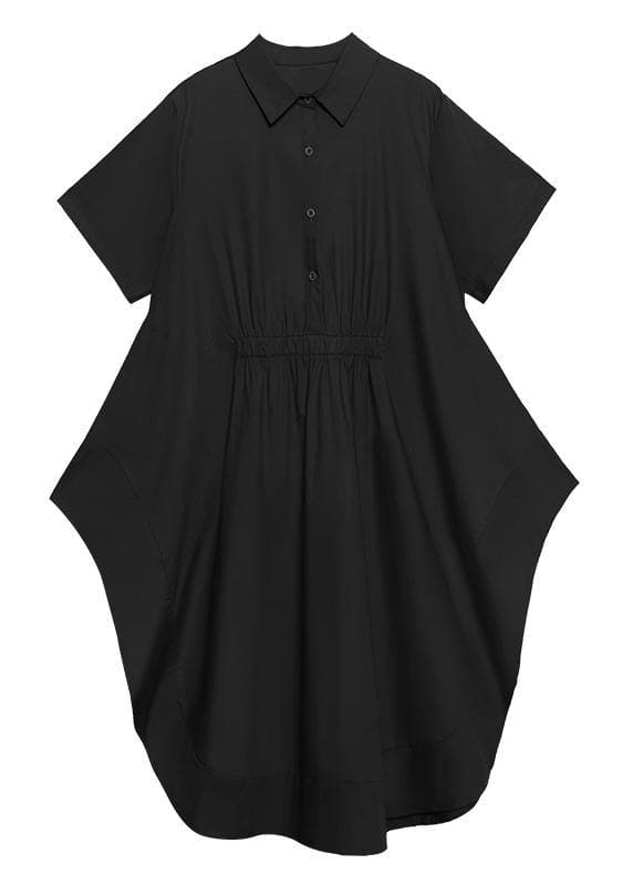 DIY green cotton clothes Women lapel asymmetric Kaftan Dress AT-SDL200508
