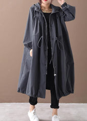 DIY hooded drawstring Fine clothes black silhouette outwears WG-TCT191018