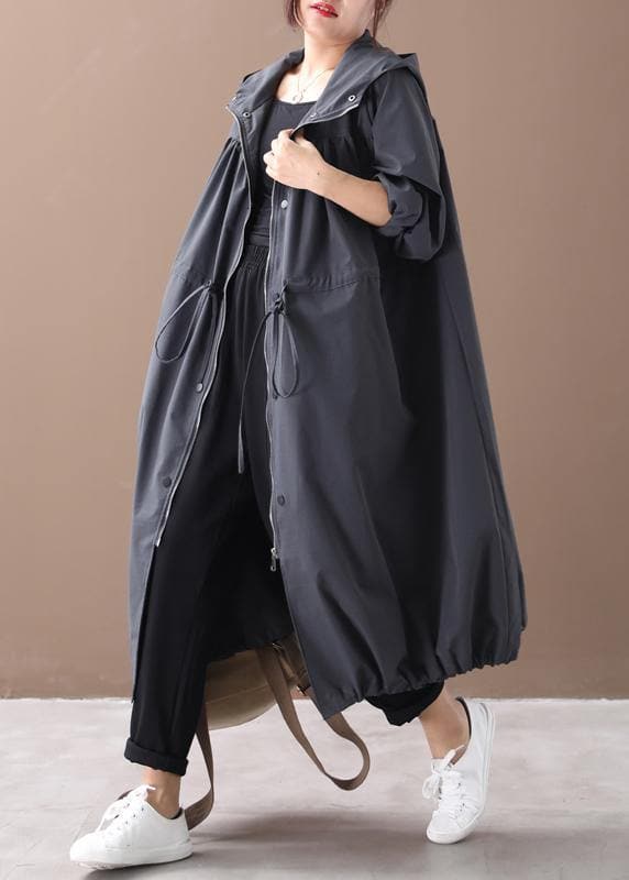 DIY hooded drawstring Fine clothes black silhouette outwears WG-TCT191018