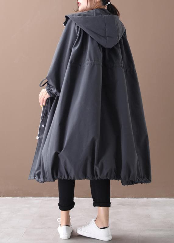 DIY hooded drawstring Fine clothes black silhouette outwears WG-TCT191018