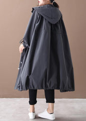 DIY hooded drawstring Fine clothes black silhouette outwears WG-TCT191018