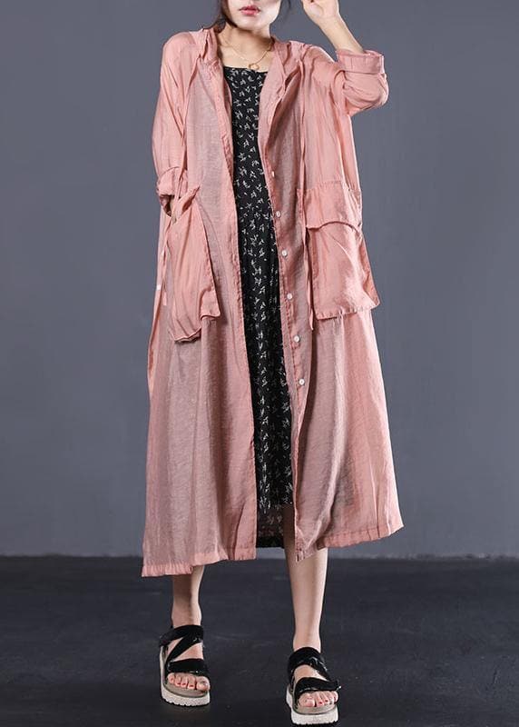 DIY light orange cotton clothes Women side open Maxi summer coats WG-TCT190711