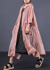 DIY light orange cotton clothes Women side open Maxi summer coats WG-TCT190711