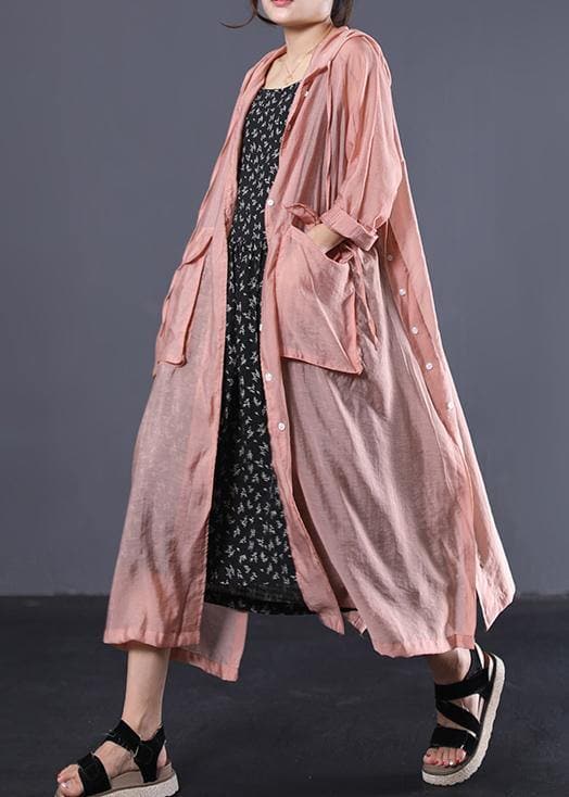 DIY light orange cotton clothes Women side open Maxi summer coats WG-TCT190711