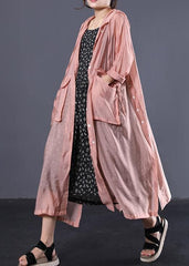 DIY light orange cotton clothes Women side open Maxi summer coats WG-TCT190711