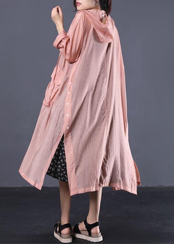 DIY light orange cotton clothes Women side open Maxi summer coats WG-TCT190711