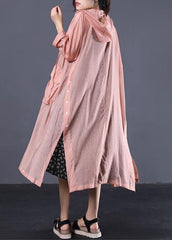 DIY light orange cotton clothes Women side open Maxi summer coats WG-TCT190711