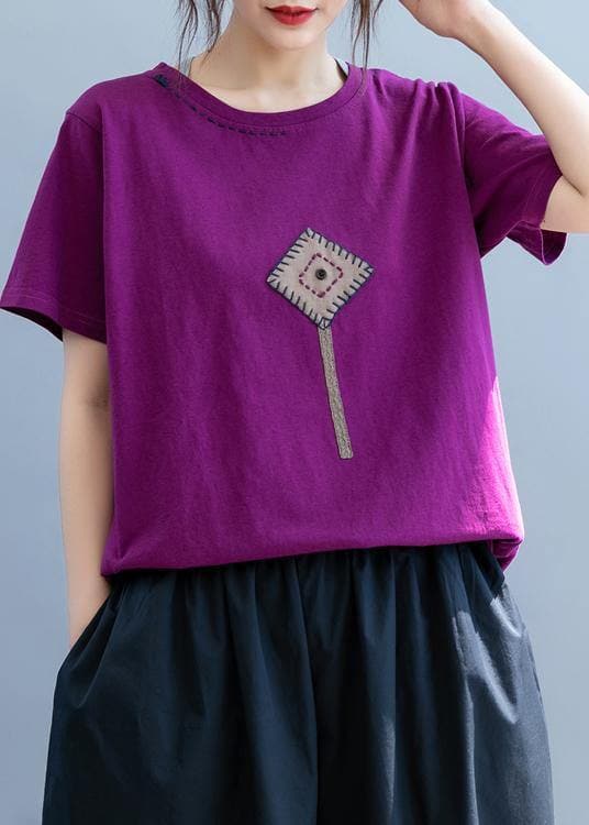 DIY o neck patchwork clothes For Women Christmas Gifts purple shirt STP200725