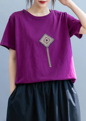 DIY o neck patchwork clothes For Women Christmas Gifts purple shirt STP200725