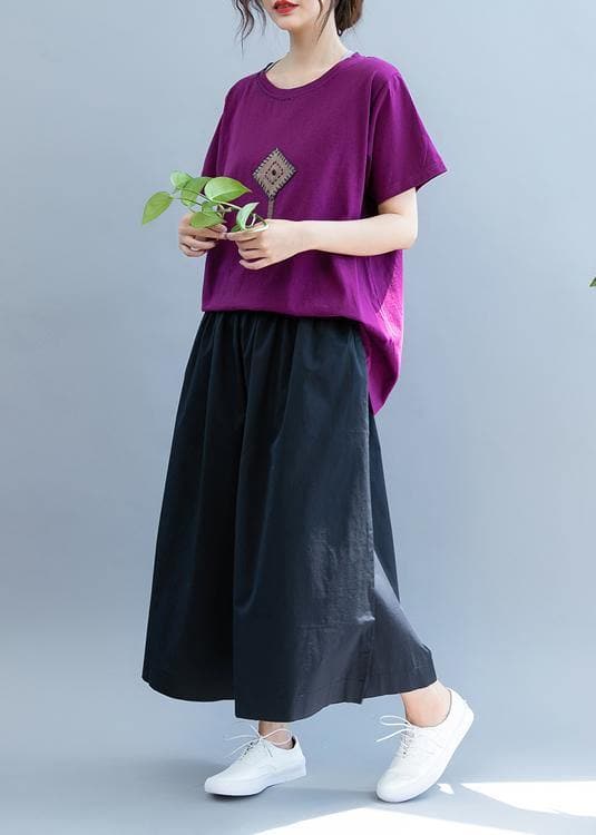 DIY o neck patchwork clothes For Women Christmas Gifts purple shirt STP200725