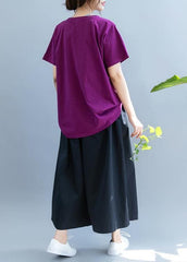 DIY o neck patchwork clothes For Women Christmas Gifts purple shirt STP200725