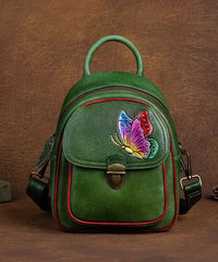 DIY retro Green Versatile Paitings Calf Leather Backpack Bag ZPBAG-BGS220209