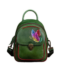 DIY retro Green Versatile Paitings Calf Leather Backpack Bag ZPBAG-BGS220209