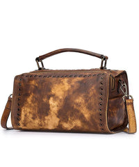 DIY retro Yellow Rub color Paitings Calf Leather Messenger Bag BGS220210