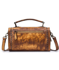 DIY retro Yellow Rub color Paitings Calf Leather Messenger Bag BGS220210