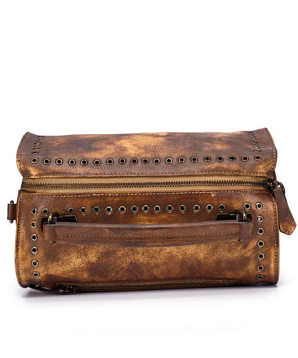 DIY retro Yellow Rub color Paitings Calf Leather Messenger Bag BGS220210