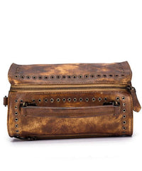 DIY retro Yellow Rub color Paitings Calf Leather Messenger Bag BGS220210