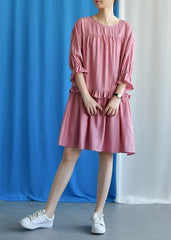 DIY ruffles collar cotton clothes Outfits pink Dresses fall FDM190827