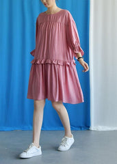 DIY ruffles collar cotton clothes Outfits pink Dresses fall FDM190827