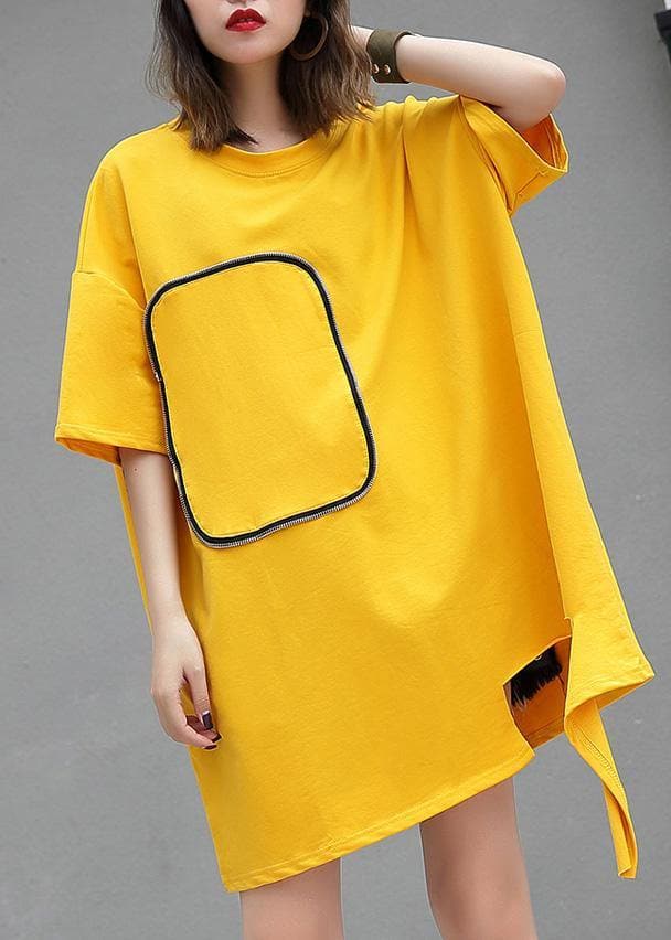 DIY yellow cotton clothes For Women o neck Midi summer blouses AT-SDM190411