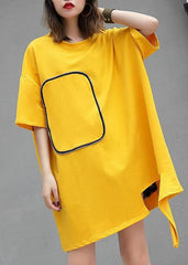 DIY yellow cotton clothes For Women o neck Midi summer blouses AT-SDM190411
