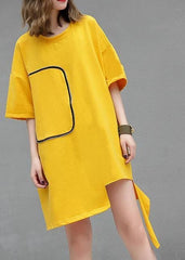DIY yellow cotton clothes For Women o neck Midi summer blouses AT-SDM190411