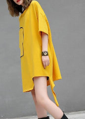 DIY yellow cotton clothes For Women o neck Midi summer blouses AT-SDM190411