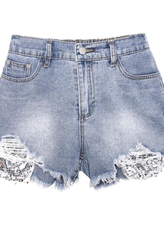 Denim black shorts women's thin section large size hole high waist pants AT-SPTS200623