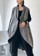 Denim Vest vest jacket loose mid-length waistband outer wear AT-TCT200909
