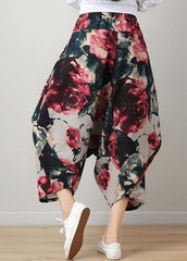 Diy Denim Blue Elastic Waist Cotton Linen Summer Harem Pants PY-LPTS210429