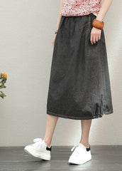 Elastic waist mid-length half-length denim skirt loose loose  wild A-line skirt SKTS200613