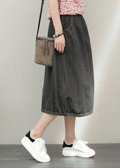 Elastic waist mid-length half-length denim skirt loose loose  wild A-line skirt SKTS200613