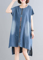 Elegant Cotton clothes Women Indian Casual Spliced Pockets Denim Dress SDM190529