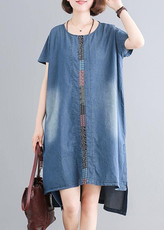 Elegant Cotton clothes Women Indian Casual Spliced Pockets Denim Dress SDM190529
