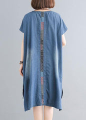 Elegant Cotton clothes Women Indian Casual Spliced Pockets Denim Dress SDM190529