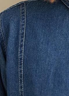 Elegant Lapel Patchwork Top Pattern Denim Blue Top CDG2101041