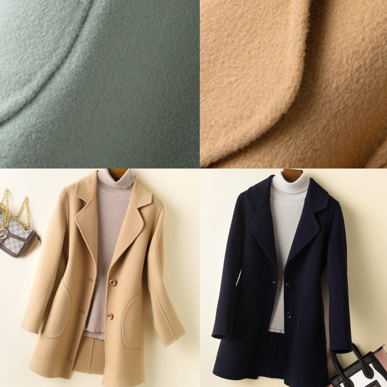 Elegant Notched pockets Fashion tunic coat beige Art outwears TCT200915