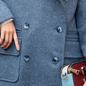 Elegant gray blue Wool Coat plus size Notched Fashion pockets double breasted Wool Coat TCT181016
