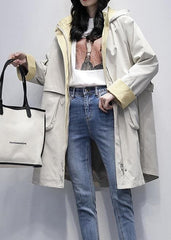 Elegant hooded Letter Fashion clothes For Women beige oversized coats TCT201207