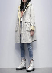 Elegant hooded Letter Fashion clothes For Women beige oversized coats TCT201207