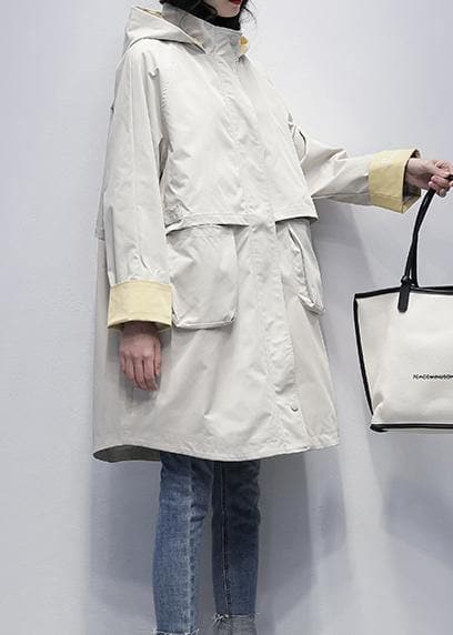 Elegant hooded Letter Fashion clothes For Women beige oversized coats TCT201207