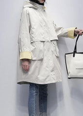 Elegant hooded Letter Fashion clothes For Women beige oversized coats TCT201207