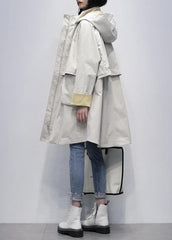Elegant hooded Letter Fashion clothes For Women beige oversized coats TCT201207