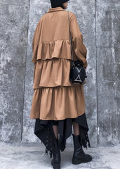 Elegant layered Cotton spring clothes For Women design khaki Dresses AT-AM-FDL200120