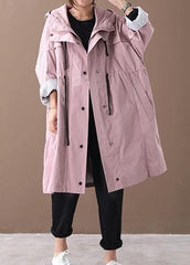 Elegant pink Fashion clothes hooded drawstring pockets outwear WG-TCT191018
